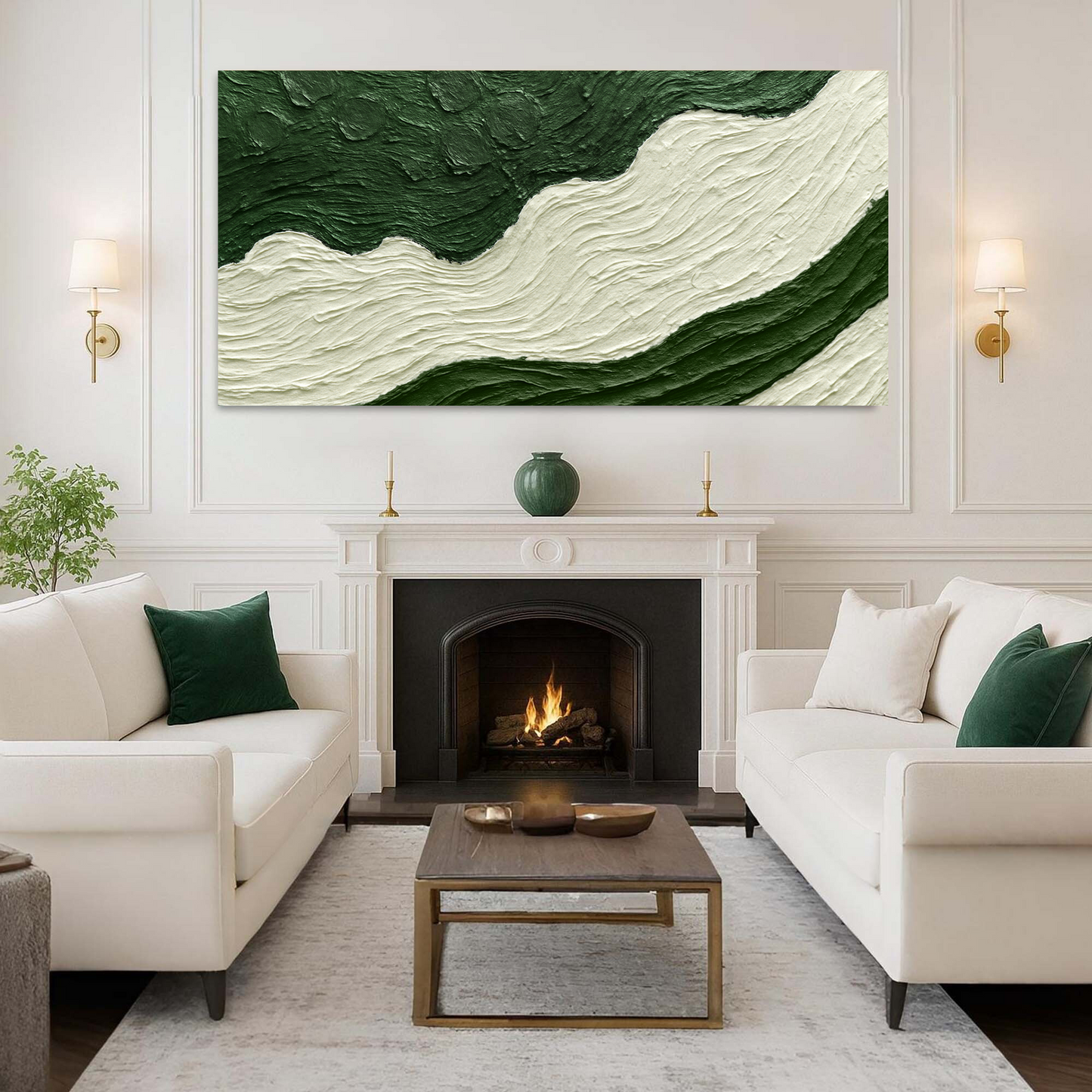 Green Rivers Abstract Wall Art VII canvas by Tailored Canvases green cream abstract on Tampa Home & Garden Store