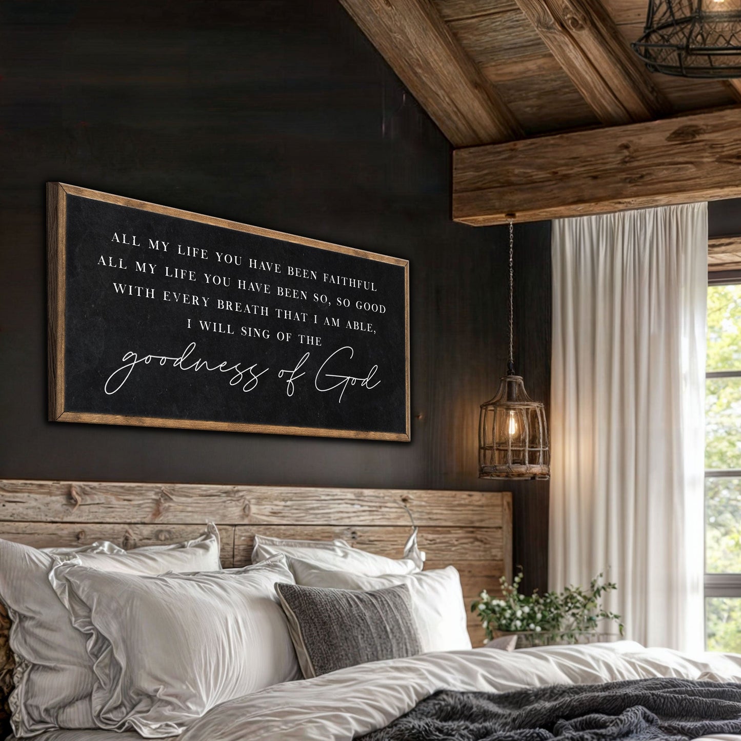 Goodness Of God Faith Sign canvas by Tailored Canvases in black with wood frame on Tampa Home & Garden Store