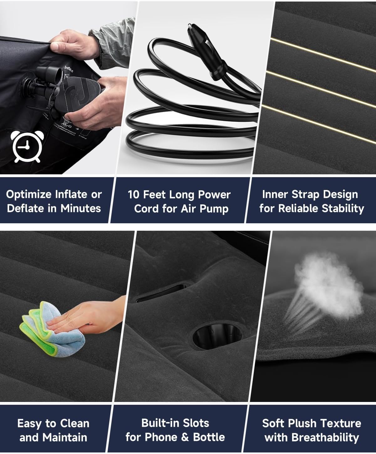 Umbrauto blue SUV air mattress for car camping, thick design with phone and bottle slots on Tampa Home & Garden Store