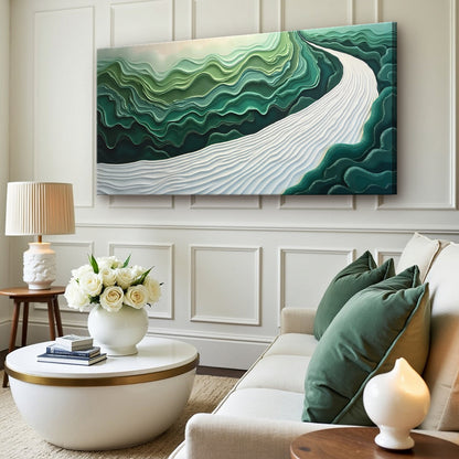 Green Rivers Abstract Wall Art III Canvas by Tailored Canvases; green teal layered river design on Tampa Home & Garden Store