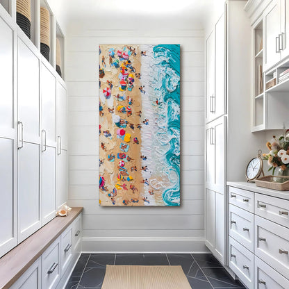 Beach Days Wall Art VII canvas by Tailored Canvases with beige sand tones and turquoise waves on Tampa Home & Garden Store