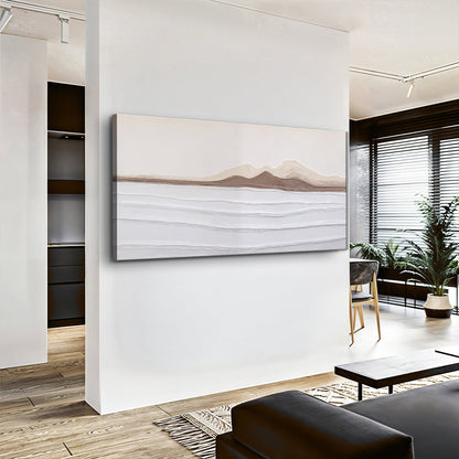 Earth Tone Abstract Wall Art canvas featuring muted beige and tan horizon lines on Tampa Home & Garden Store