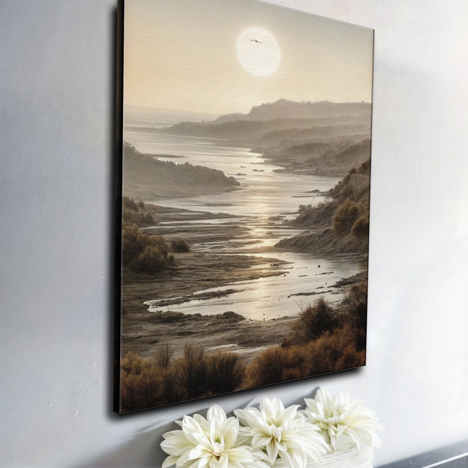 Misty Shores Coastal Impasto Wall Art canvas sepia coastal scene Tailored Canvases on Tampa Home & Garden Store