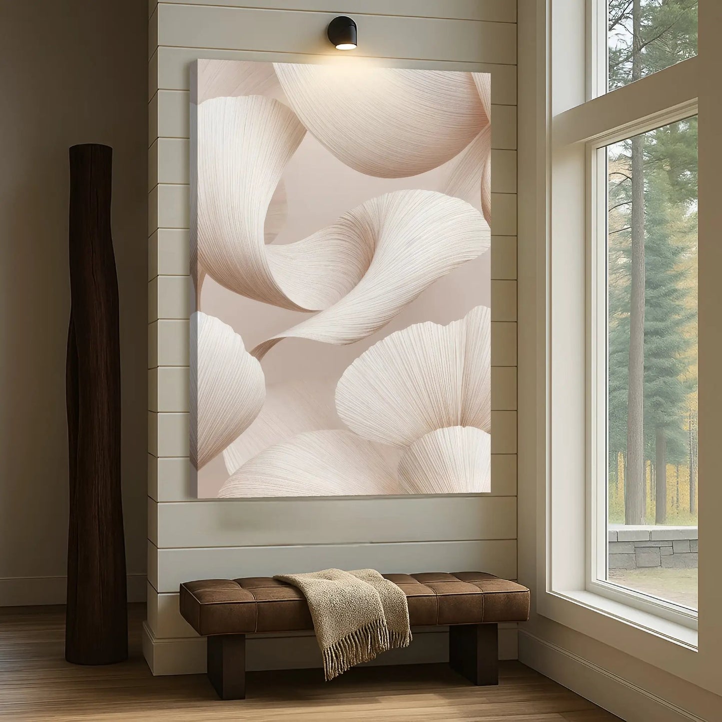 Calm Aesthetic Wall Art canvas with soft beige abstract swirl patterns on Tampa Home & Garden Store
