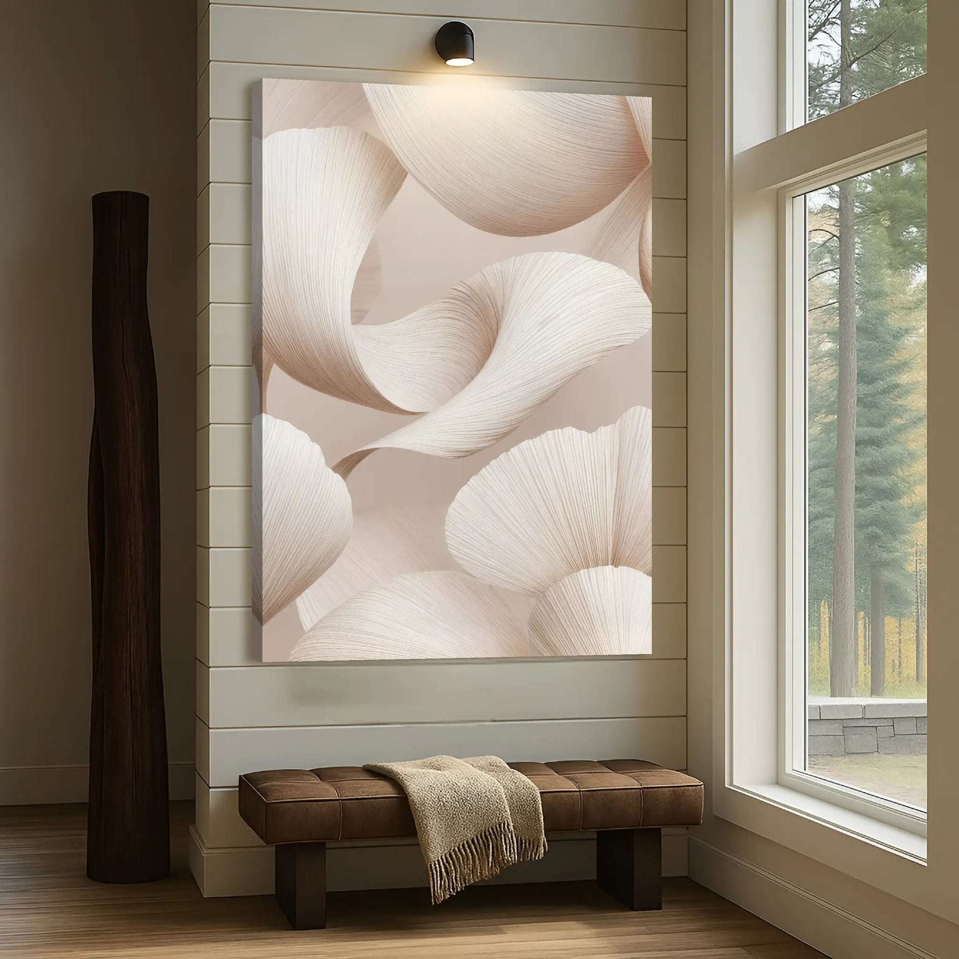 Calm Aesthetic Wall Art canvas with soft beige abstract swirl patterns on Tampa Home & Garden Store
