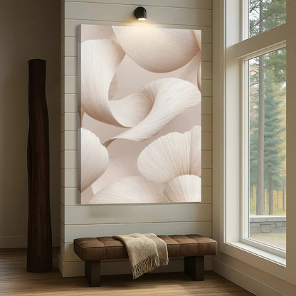 Calm Aesthetic Wall Art canvas with soft beige abstract swirl patterns on Tampa Home & Garden Store