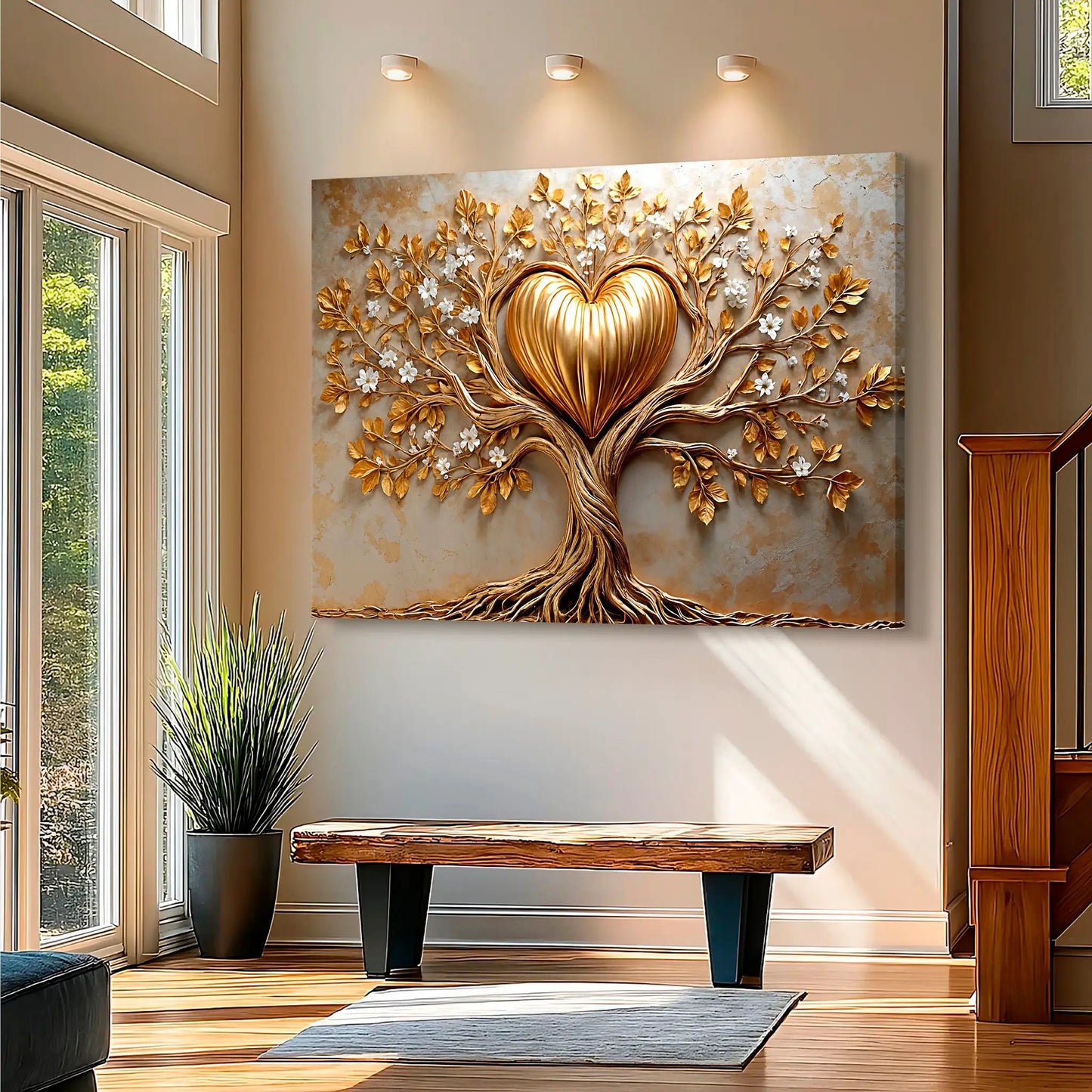 Golden Tree Heart Wall Art canvas by Tailored Canvases; crafting canvas with gold tree design on Tampa Home & Garden Store