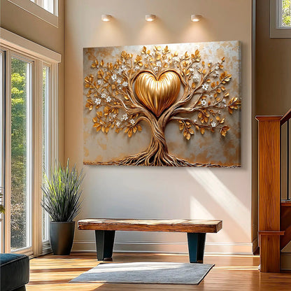 Golden Tree Heart Wall Art canvas by Tailored Canvases; crafting canvas with gold tree design on Tampa Home & Garden Store