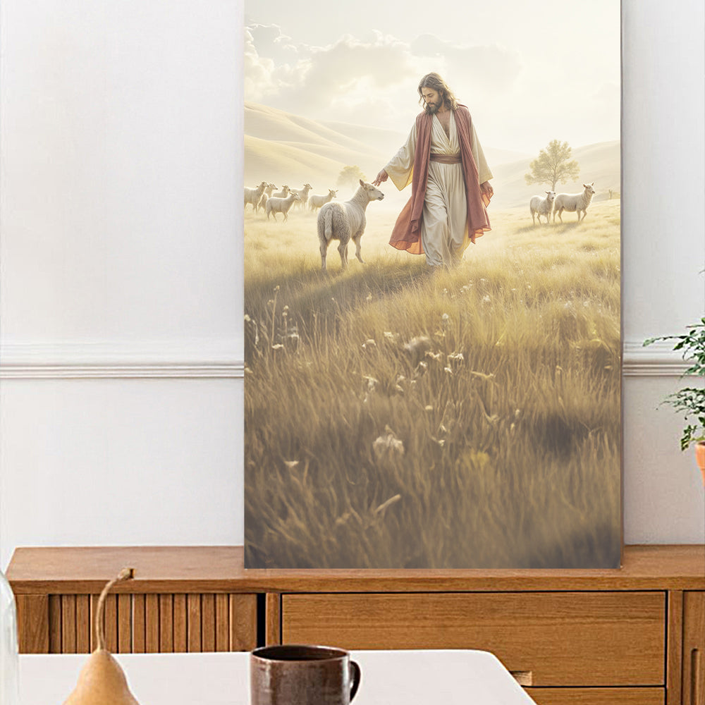 Canvas art 99 Faith Wall Art VI in white robes with a man and sheep Tailored Canvases on Tampa Home & Garden Store