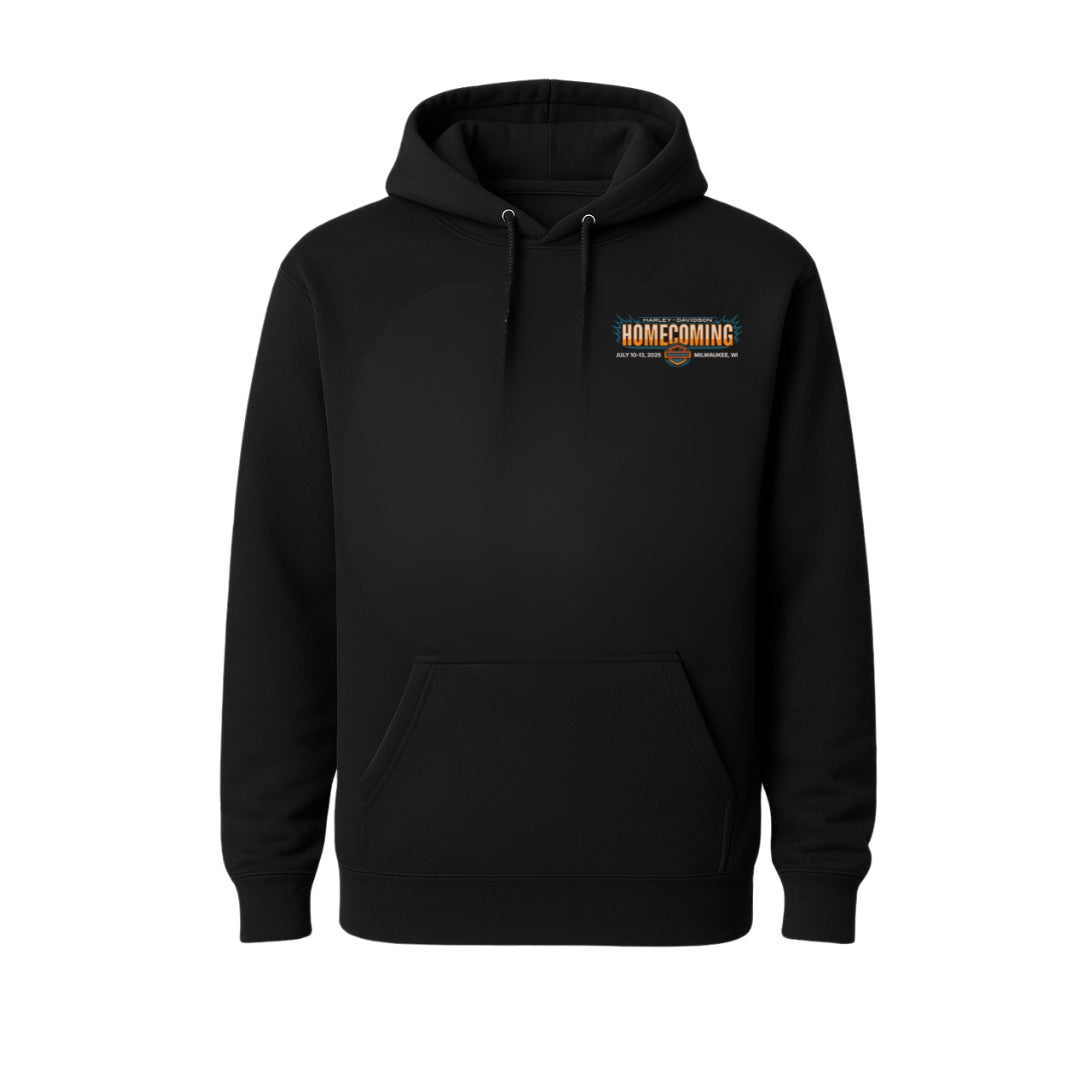Black Homecoming Biker Festival hoodie by BikerZoneZ with chest logo on Tampa Home & Garden Store