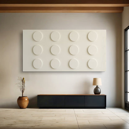 Modern Abstract Minimalist Wall Art II canvas with a white panel of raised circular dots on Tampa Home & Garden Store