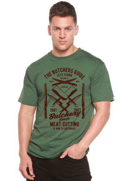 Butchery House men's bamboo T-shirt green butcher print by Spun Bamboo on Tampa Home & Garden Store