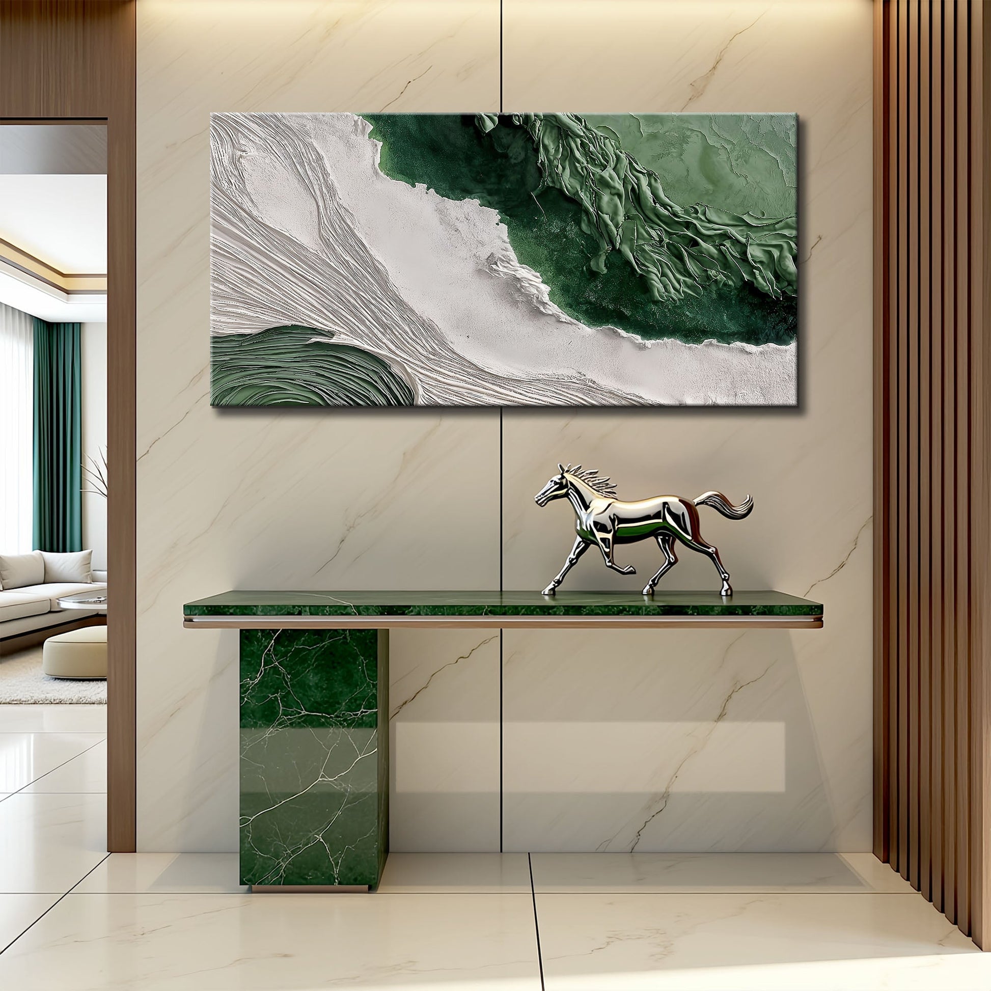 Green Rivers Abstract Wall Art II canvas Tailored Canvases green and white abstract river on Tampa Home & Garden Store