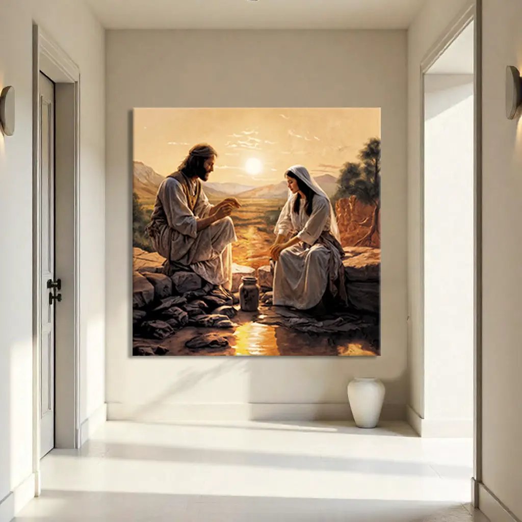 Canvas wall art Samaritan at the Well Faith Wall Art III by Tailored Canvases sunset desert scene on Tampa Home & Garden Store