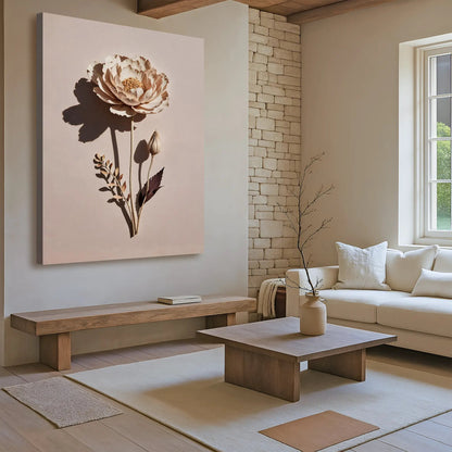 Minimalist Lone Flower Canvas by Tailored Canvases in soft pink tones, crafting canvas on Tampa Home & Garden Store