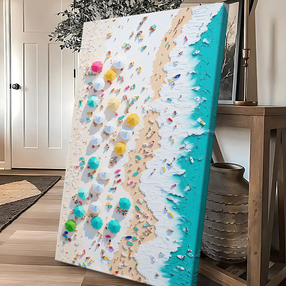 Beach Days Wall Art XXII canvas by Tailored Canvases; beach umbrellas and turquoise water on Tampa Home & Garden Store