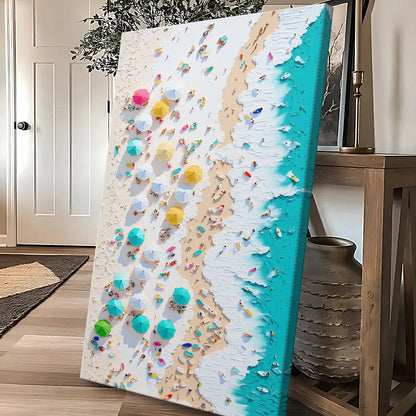 Beach Days Wall Art XXII canvas by Tailored Canvases; beach umbrellas and turquoise water on Tampa Home & Garden Store