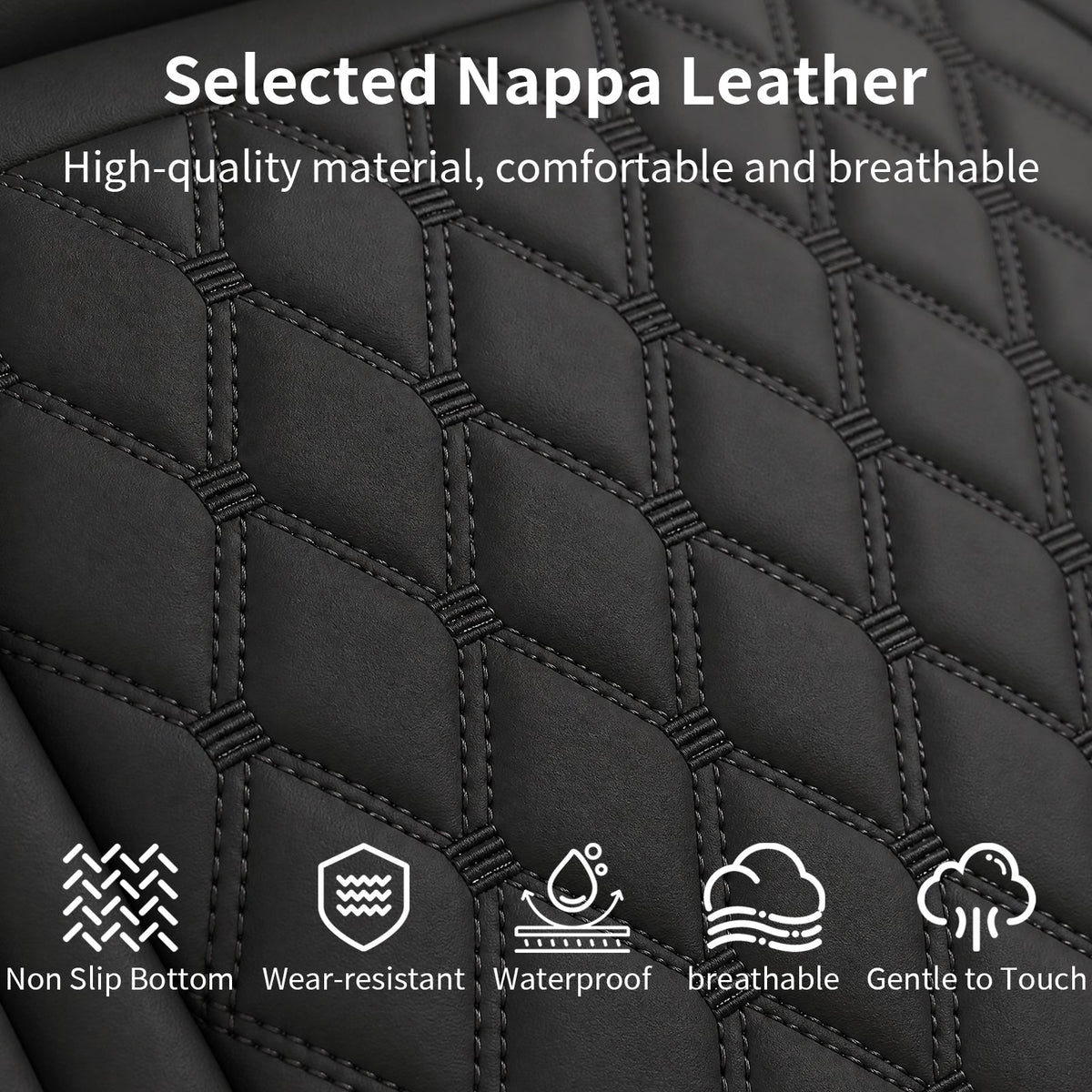 Umbrauto black quilted Nappa leather truck seat covers for Silverado/GMC Sierra crew cab on Tampa Home & Garden Store