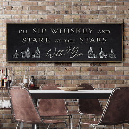 Sip Whiskey With You Bar Sign II canvas by Tailored Canvases with chalk lettering on Tampa Home & Garden Store