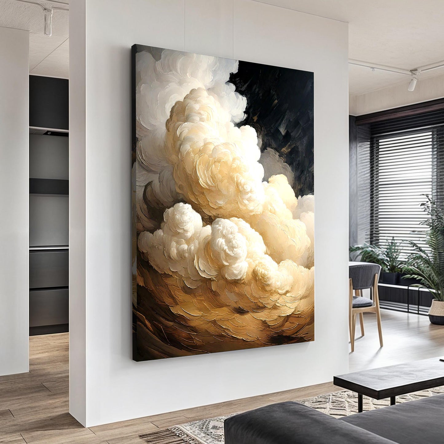 Beige Cloud Abstract Wall Art canvas by Tailored Canvases with creamy beige swirls on Tampa Home & Garden Store