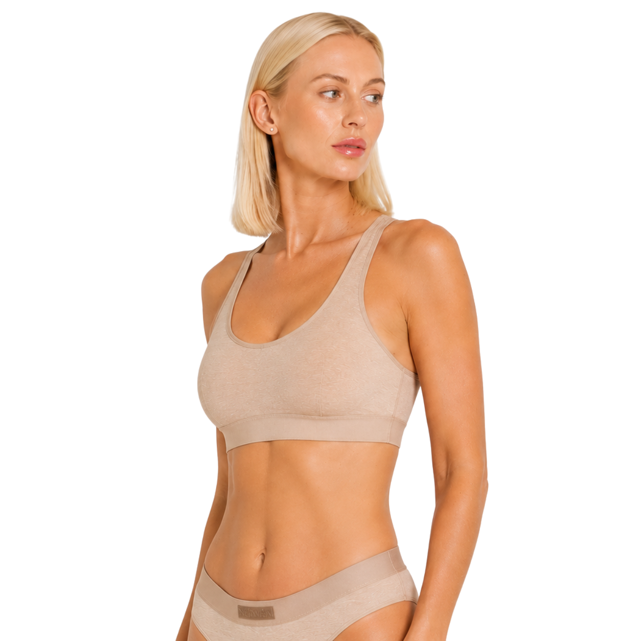 Raceback Bralette in beige hemp by Net Positive, a seamless bra on Tampa Home & Garden Store