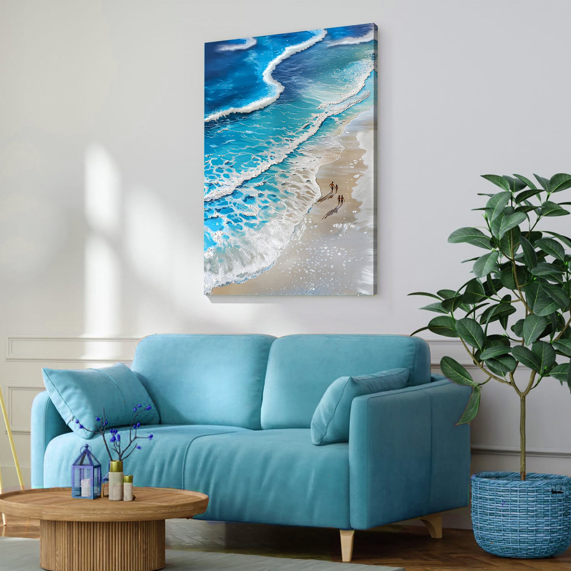 Beachfront Painting Coastal Wall Art III canvas by Tailored Canvases featuring blue ocean waves on Tampa Home & Garden Store