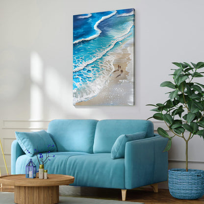 Beachfront Painting Coastal Wall Art III canvas by Tailored Canvases featuring blue ocean waves on Tampa Home & Garden Store
