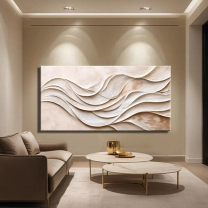Modern Abstract Minimalist Wall Art XIII canvas by Tailored Canvases with neutral wave texture on Tampa Home & Garden Store