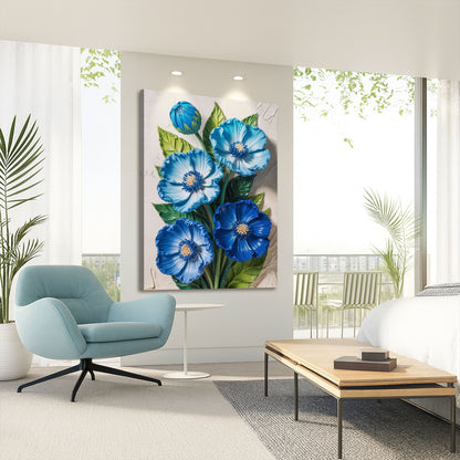 Blue Blossom Bouquet Wall Art Canvas with vivid blue flowers by Tailored Canvases on Tampa Home & Garden Store