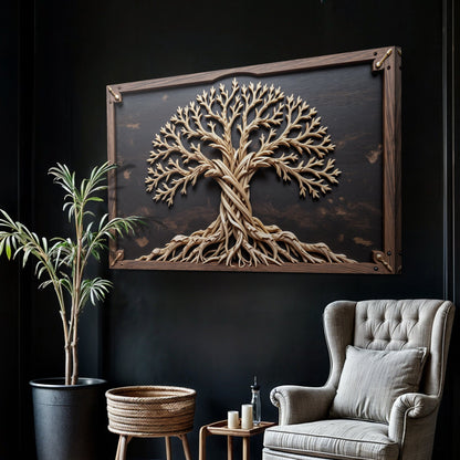 3D Celtic Tree of Life Wall Art III canvas by Tailored Canvases in a dark wood frame on Tampa Home & Garden Store