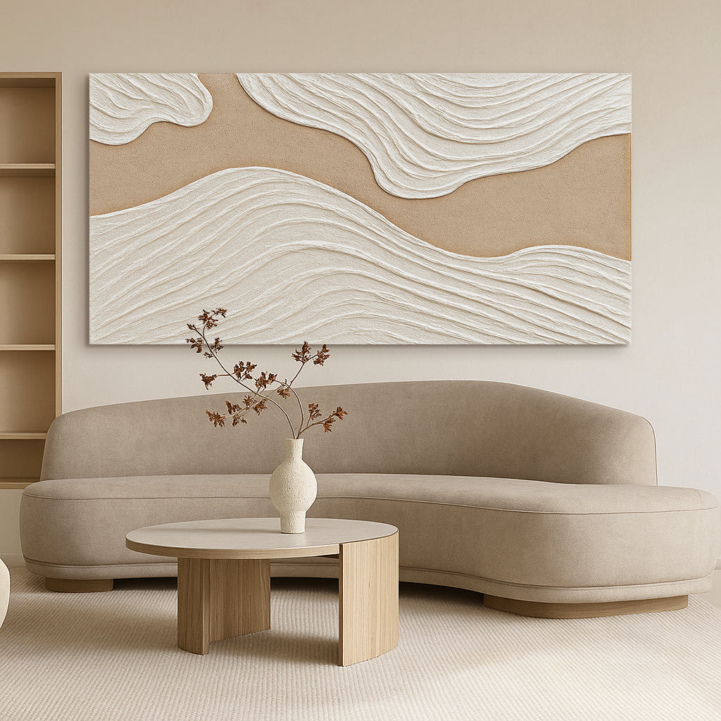 Minimalist Wall Art III canvas by Tailored Canvases with textured waves on crafting canvas on Tampa Home & Garden Store