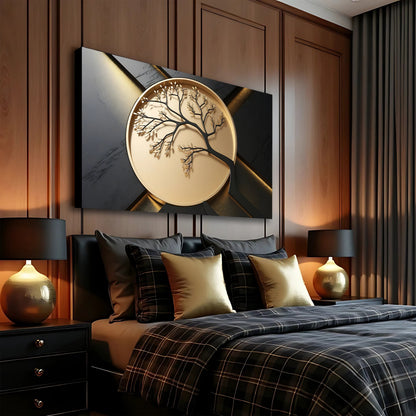 3D Celtic Tree of Life Wall Art VI canvas by Tailored Canvases; gold tree on dark backdrop on Tampa Home & Garden Store