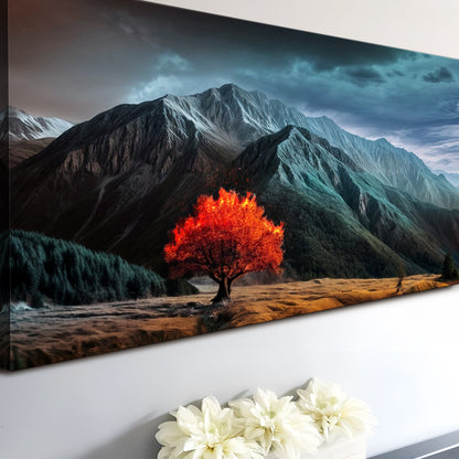 Burning Bush Faith Wall Art IX Crafting Canvas by Tailored Canvases; red bush with mountains on Tampa Home & Garden Store