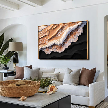 Amber Ocean Waves Wall Art Canvas by Tailored Canvases in a gold frame on Tampa Home & Garden Store