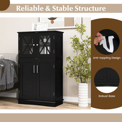 DirectDeals black 4-door freestanding bathroom cabinet with adjustable shelves on Tampa Home & Garden Store