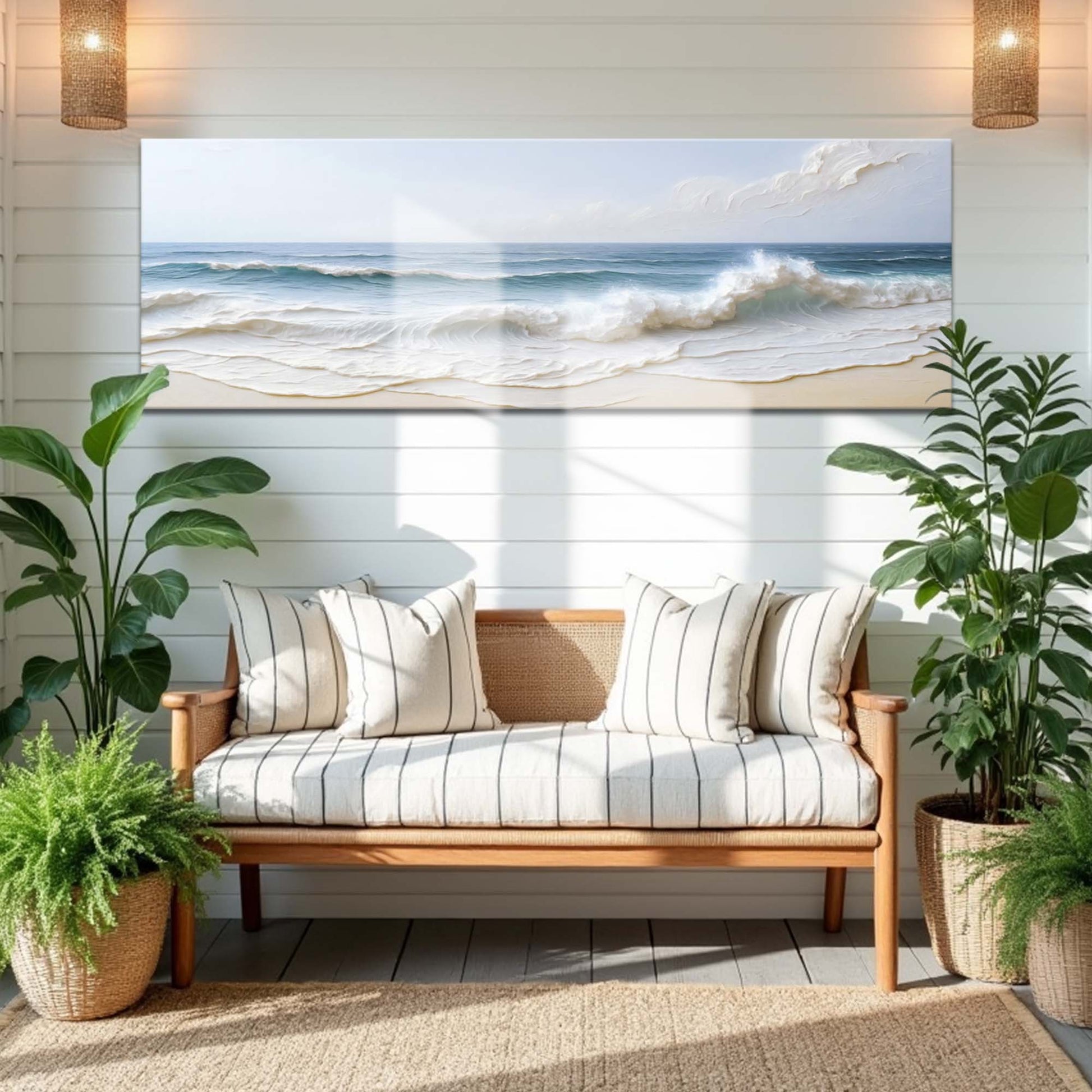 Ocean Wave Seascape Canvas by Tailored Canvases, crafting canvas wall art in blue tones on Tampa Home & Garden Store
