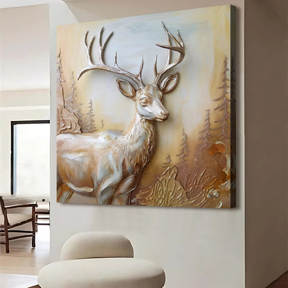 3D Deer Wall Art canvas by Tailored Canvases featuring textured beige-brown relief crafting canvas on Tampa Home & Garden Store