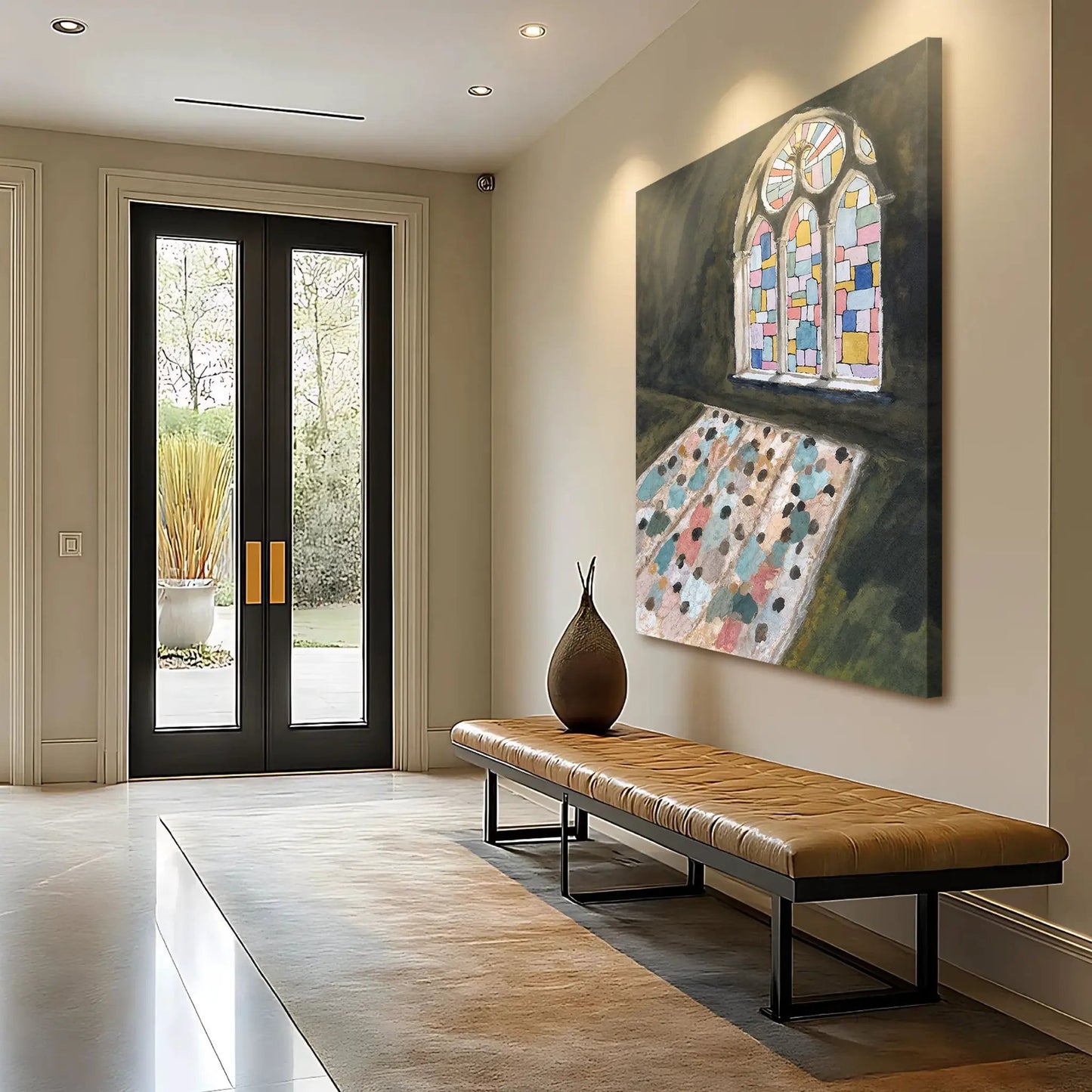 Sacred Reflection Faith Wall Art canvas, stained-glass mosaic design by Tailored Canvases on Tampa Home & Garden Store