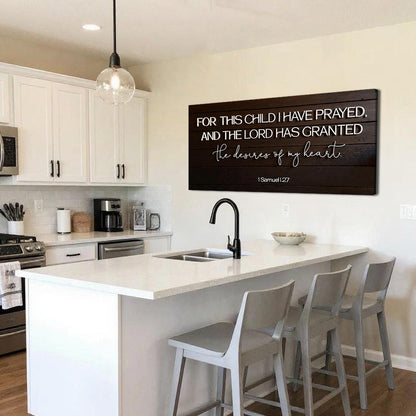 Canvas sign 1 Samuel 1:27 scripture on dark wood backdrop by Tailored Canvases on Tampa Home & Garden Store