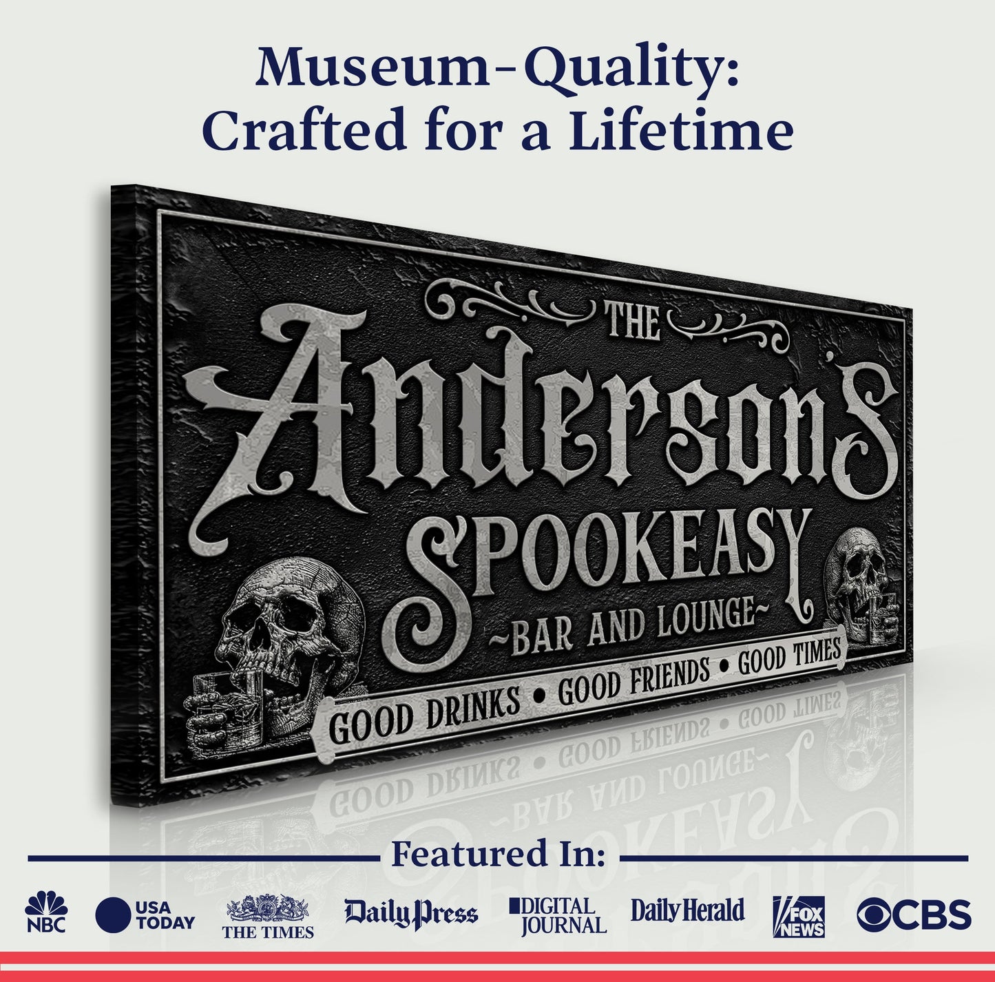 Personalized Spookeasy Bar Sign II canvas with black and vintage typography Tailored Canvases on Tampa Home & Garden Store