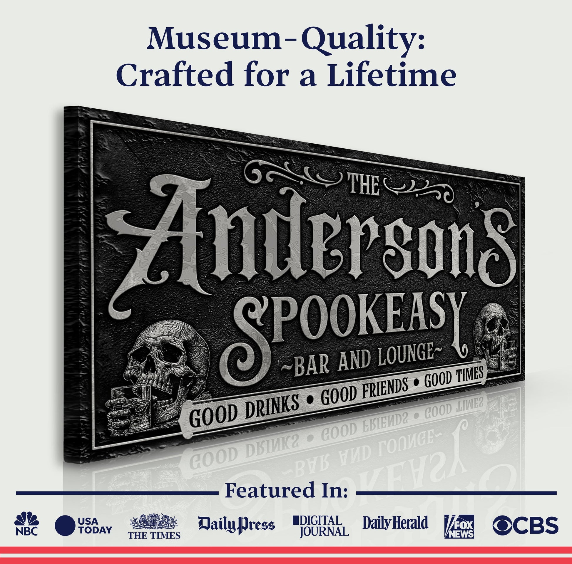 Personalized Spookeasy Bar Sign II canvas with black and vintage typography Tailored Canvases on Tampa Home & Garden Store