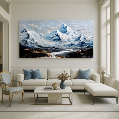 Mountain Minimalist Wall Art II canvas by Tailored Canvases featuring blue and white mountains on Tampa Home & Garden Store
