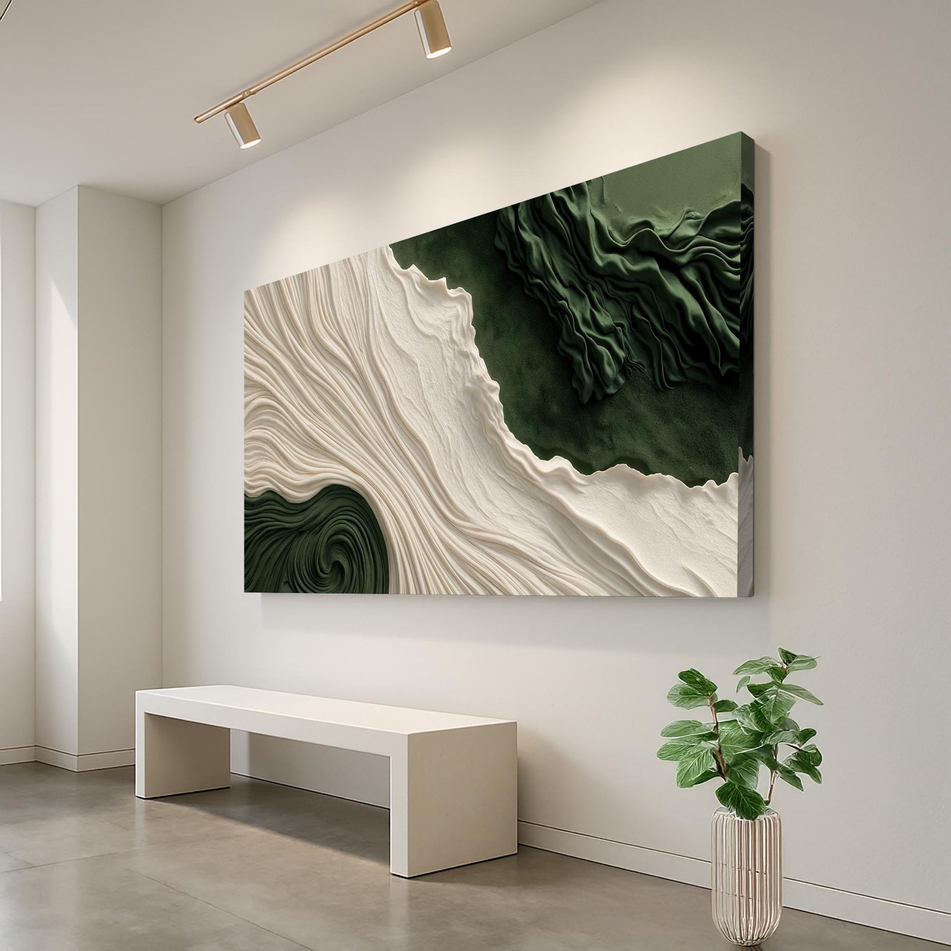 Green Rivers Abstract Wall Art XI canvas by Tailored Canvases in green and ivory textured swirls on Tampa Home & Garden Store