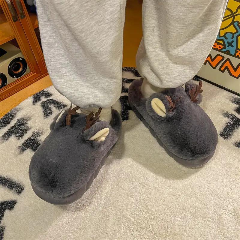White Fuzzy Slippers for Women Memory Foam Indoor