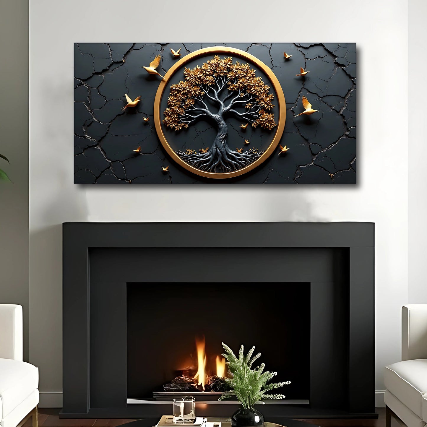 3D Celtic Tree of Life Wall Art IV canvas by Tailored Canvases with gold leaves in ring on Tampa Home & Garden Store
