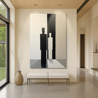 Contemporary Minimalist Abstract Wall Art canvas with bold black vertical blocks on white on Tampa Home & Garden Store