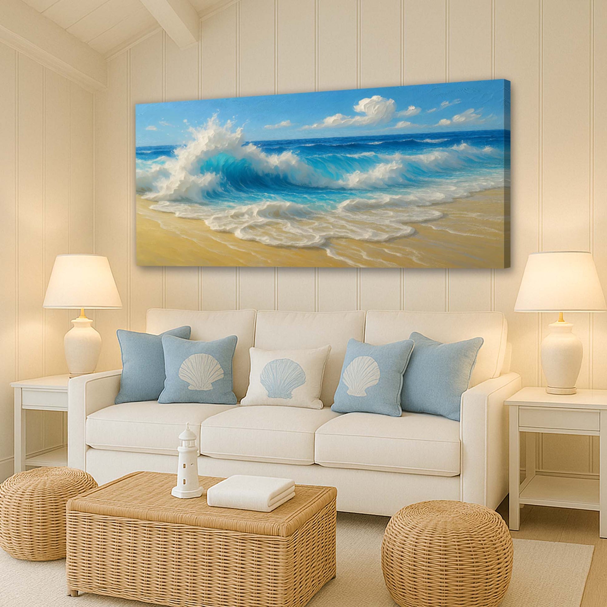 Canvas Serene Ocean Wave Coastal Wall Art V in blue ocean hues by Tailored Canvases Crafting Canvas on Tampa Home & Garden Store