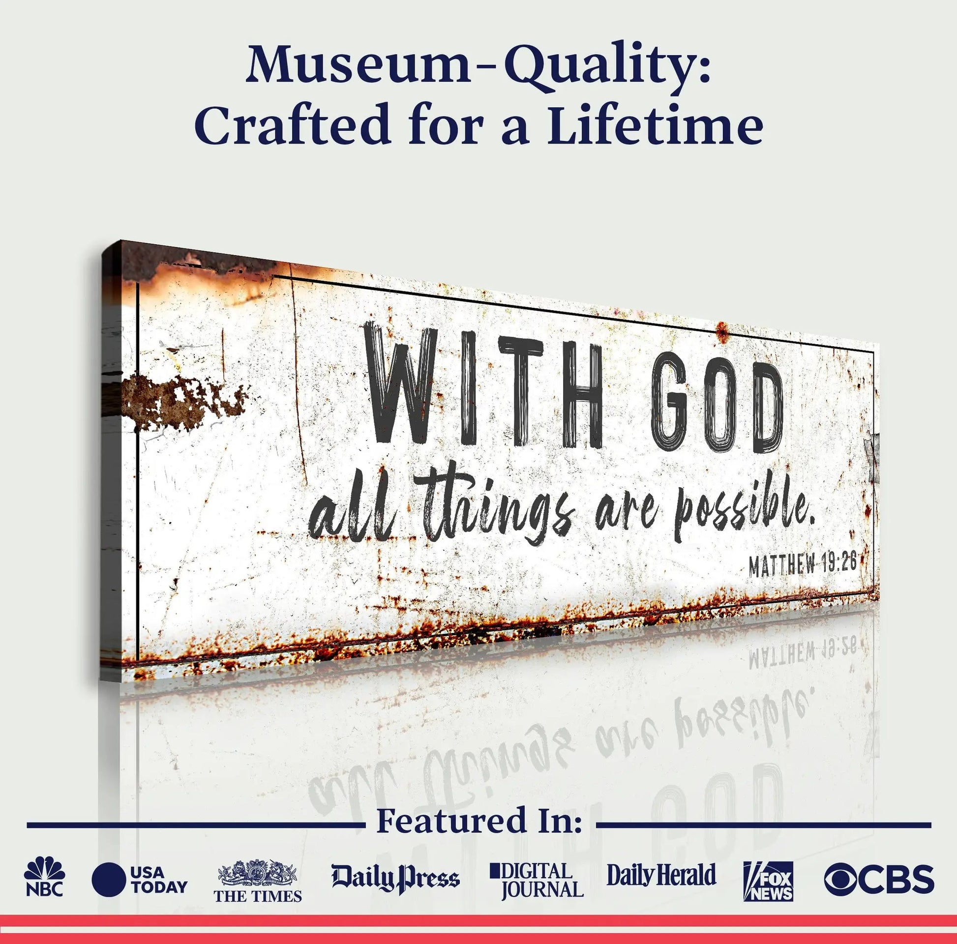 Canvas sign distressed white With God All Things Are Possible Tailored Canvases on Tampa Home & Garden Store