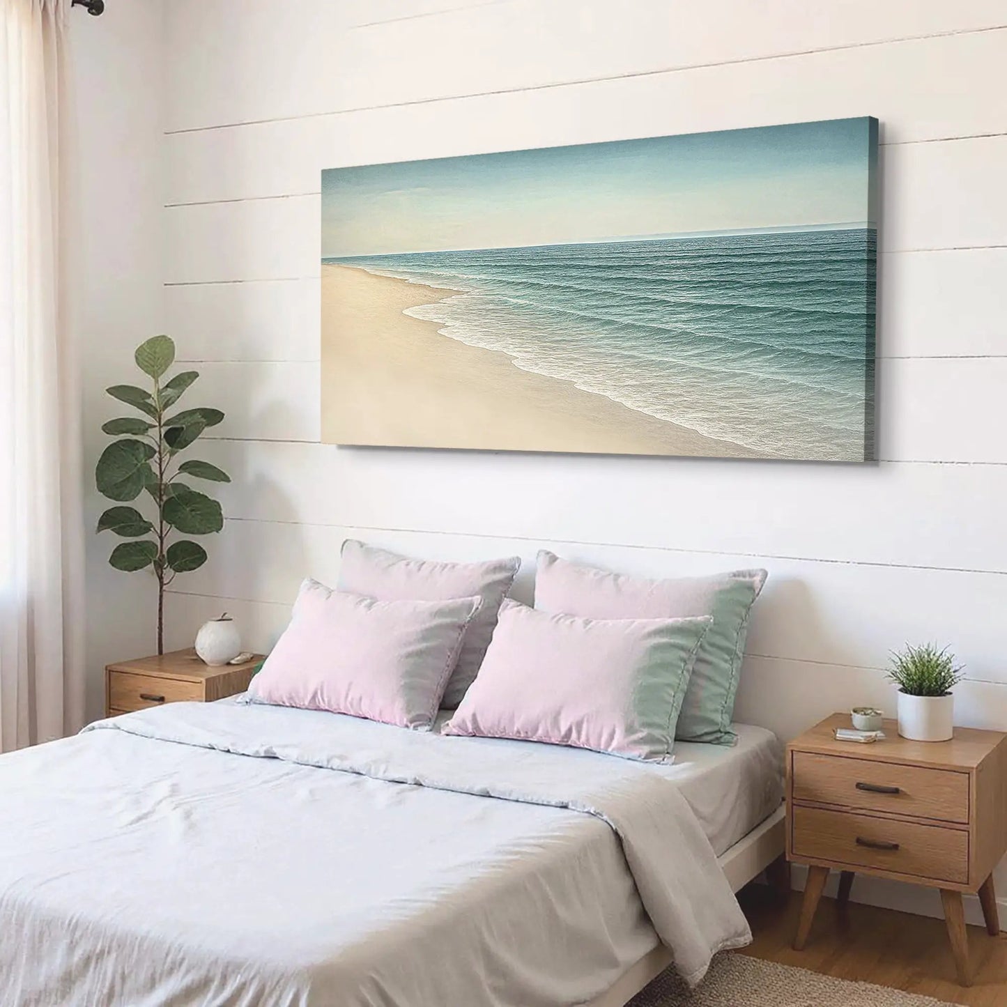 Beach Shoreline Coastal Wall Art II canvas print sea blue and sandy beige by Tailored Canvases on Tampa Home & Garden Store