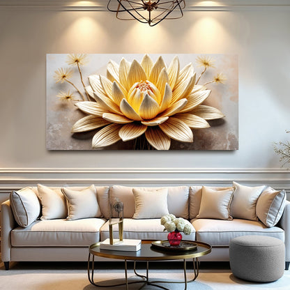 Golden Lotus Minimalist Abstract Wall Art II canvas with warm yellow petals on Tampa Home & Garden Store